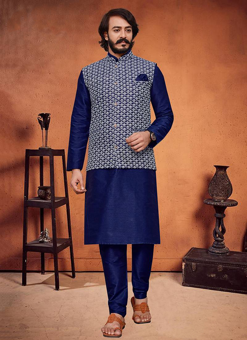 Embroidered Jacket & Kurta Set | Groom dress men, Designer clothes for men,  Wedding kurta for men