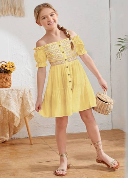 Yellow Colour Western Kids Wear Collection  Pal-472